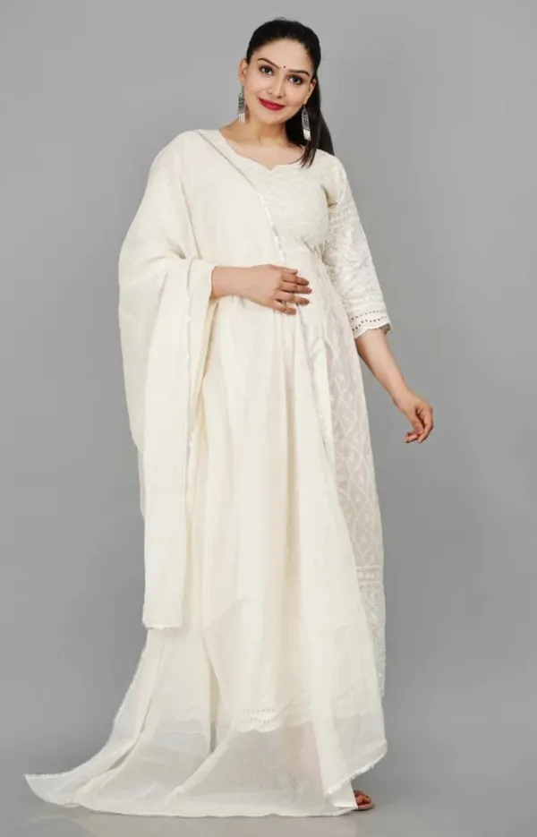 Women's_Floral_Embroidered_Thread_Work_Cream_Chikankari_Anarkali_Kurta_With_Cotton_Dupatta_-_Doriyan