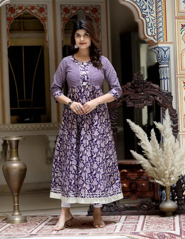 Women's_Purple_Cotton_Floral_Gota_Lace_Work_Anarkali_Kurta_-_Doriyan