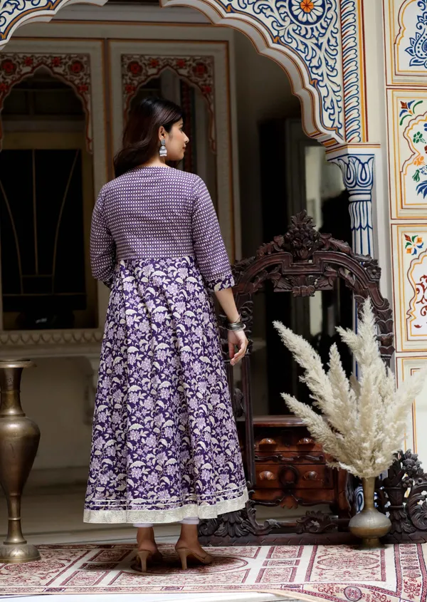 Women's_Purple_Cotton_Floral_Gota_Lace_Work_Anarkali_Kurta_And_Dupatta_-_Doriyan