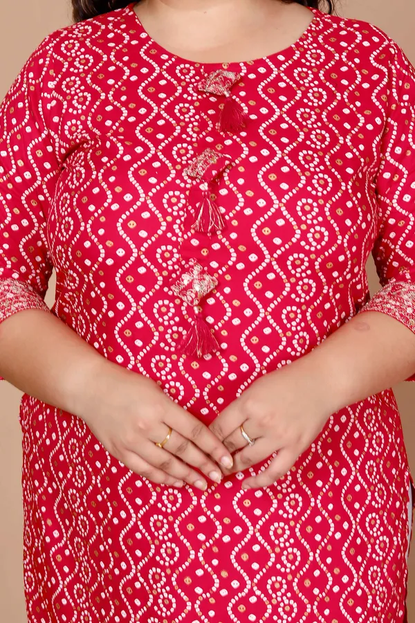 Women's_Plus_Size_Pink_Bandhani_Pakistani_Straight_Kurti_-_Doriyan