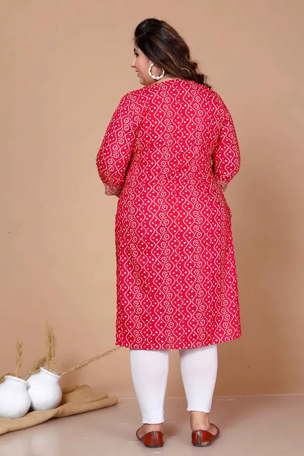 Women's_Plus_Size_Pink_Bandhani_Pakistani_Straight_Kurti_-_Doriyan