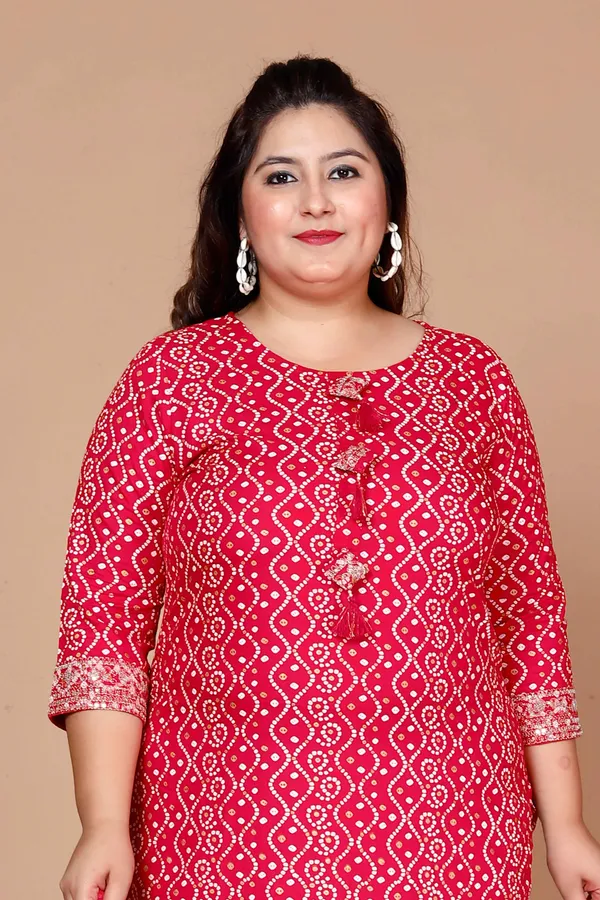 Women's_Plus_Size_Pink_Bandhani_Pakistani_Straight_Kurti_-_Doriyan