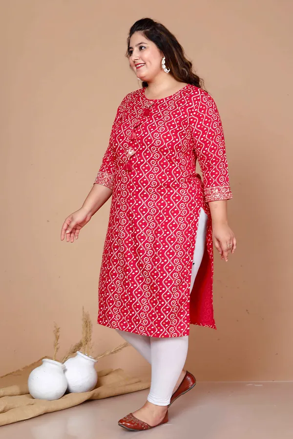 Women's_Plus_Size_Pink_Bandhani_Pakistani_Straight_Kurti_-_Doriyan