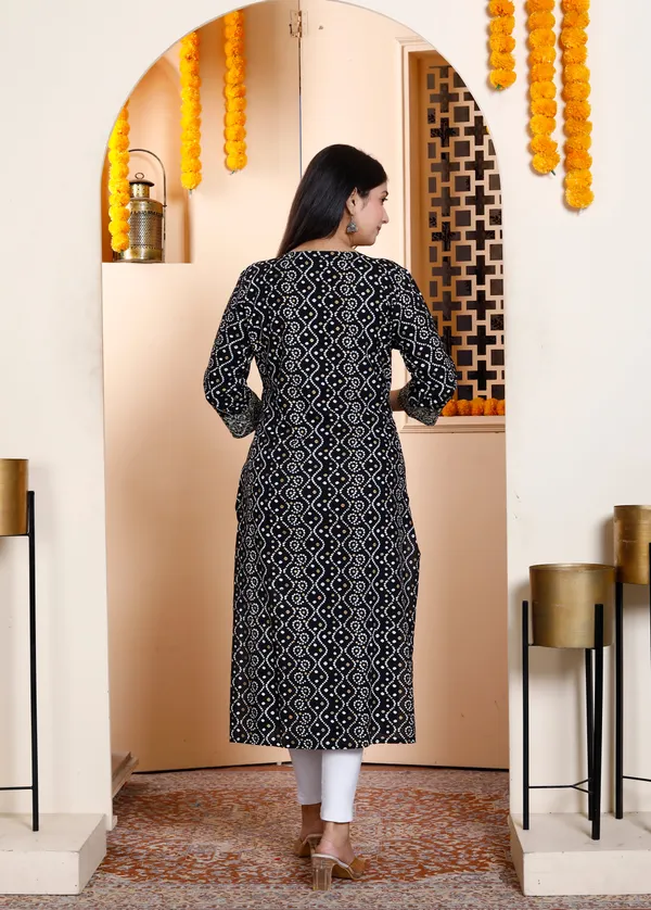 Women's_Rayon_Embroidery_Black_Bandhani_Printed_Straight_Kurti_-_Doriyan