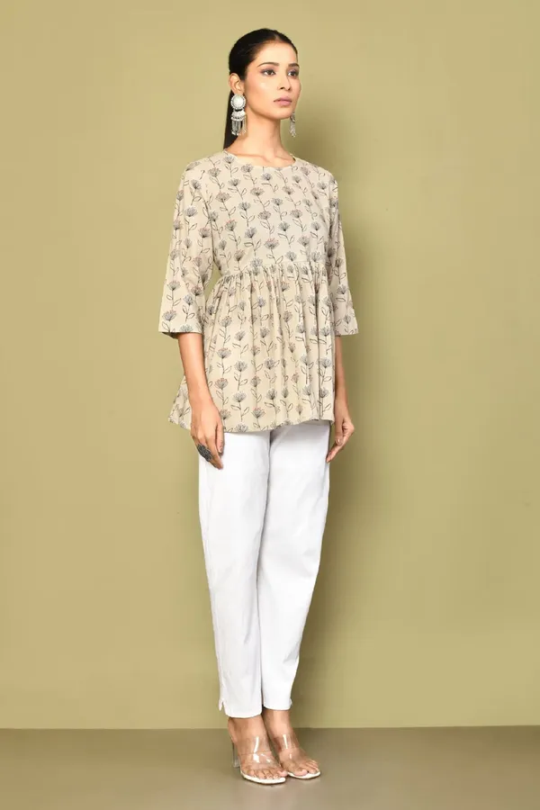 Women's_Printed_Short_Beige_Tunic_-_Doriyan