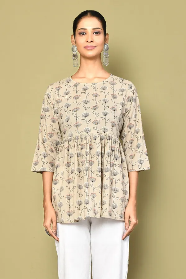 Women's_Printed_Short_Beige_Tunic_-_Doriyan