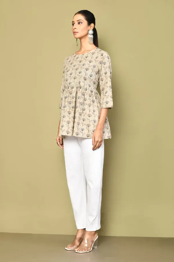 Women's_Printed_Short_Beige_Tunic_-_Doriyan