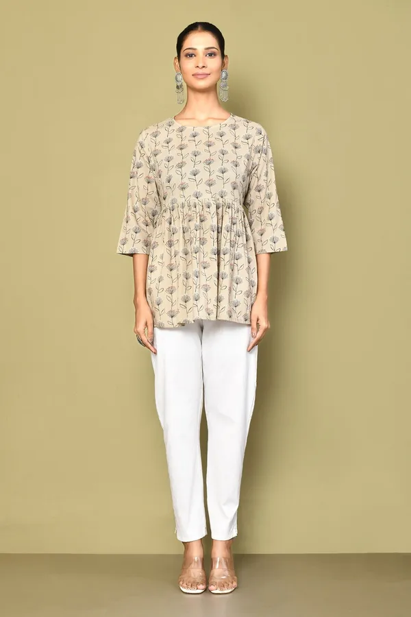 Women's_Printed_Short_Beige_Tunic_-_Doriyan