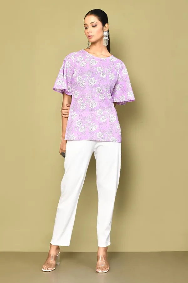 Women's_Lavender-Coloured_Bell_Sleeve_Floral_Print_Tunic_-_Doriyan