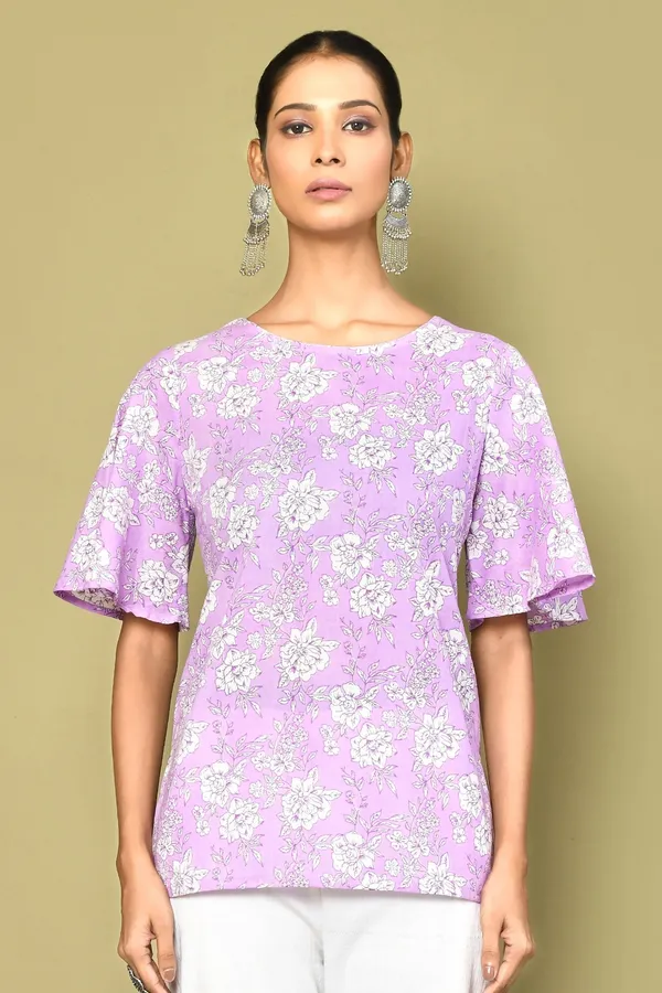 Women's_Lavender-Coloured_Bell_Sleeve_Floral_Print_Tunic_-_Doriyan