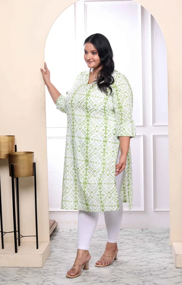 Women's_Plus_Size_White_And_Green_Tie_Dye_Cotton_Kurti_-_Doriyan