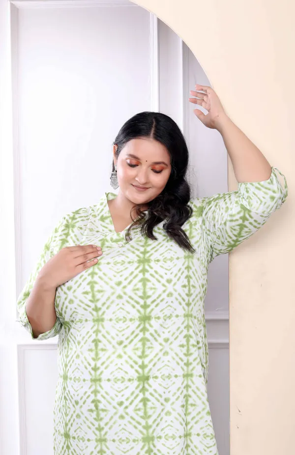 Women's_Plus_Size_White_And_Green_Tie_Dye_Cotton_Kurti_-_Doriyan