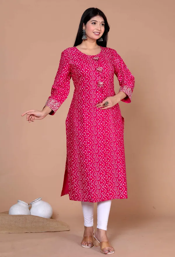Women's_Pink_Bandhani_Printed_Embroidered_Straight_Kurti_-_Doriyan