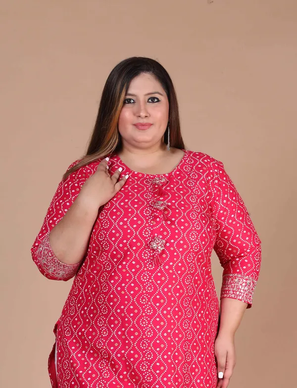 Women's_Plus_Size_Pink_Bandhani_Pakistani_Straight_Kurti_-_Doriyan