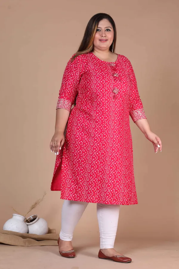 Women's_Plus_Size_Pink_Bandhani_Pakistani_Straight_Kurti_-_Doriyan