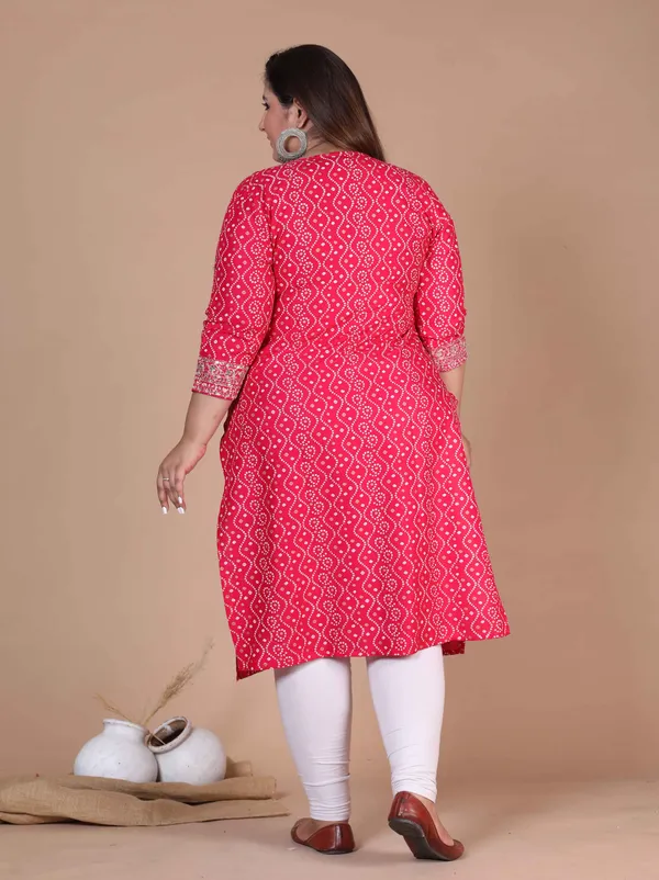 Women's_Plus_Size_Pink_Bandhani_Pakistani_Straight_Kurti_-_Doriyan