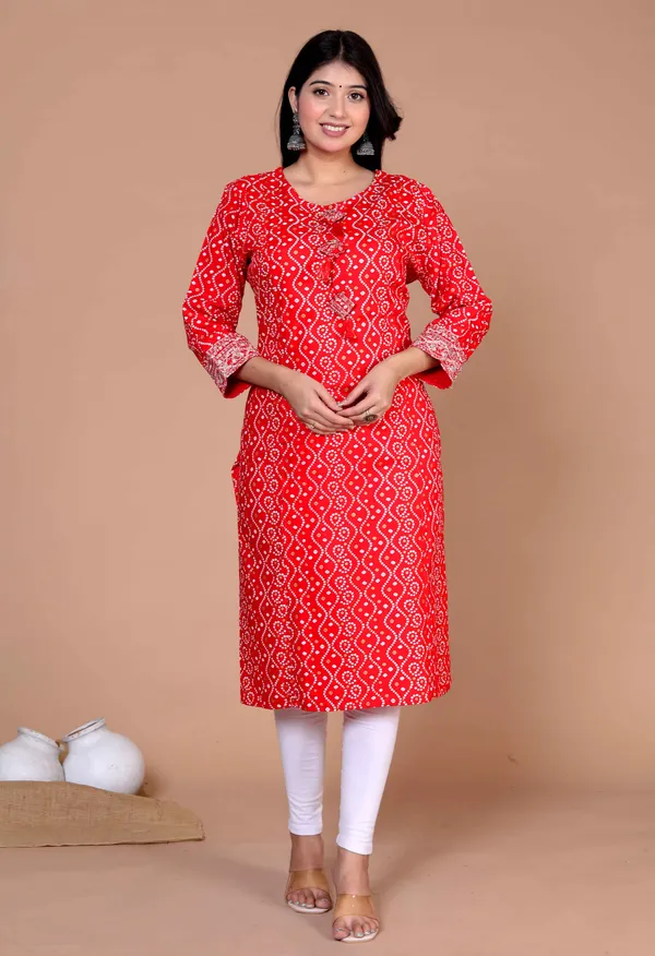 Women's_Festive_Wear_Red_Bandhani_Printed_Straight_Kurti_-_Doriyan