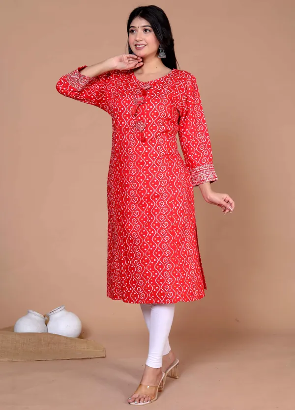 Women's_Festive_Wear_Red_Bandhani_Printed_Straight_Kurti_-_Doriyan
