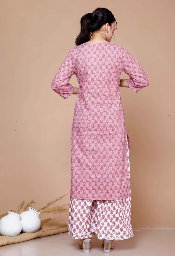 Women'S_Pink_Cotton_Floral_Print_Straight_Kurta_And_Palazzo_Set_-_Doriyan