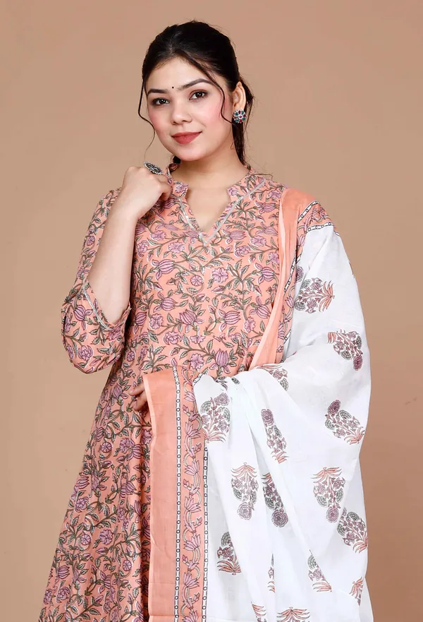 Women'S_Surpassing_Orange_Partywear_Floral_Printed_Anarkali_Kurta_DupattaÃ‚_-_Doriyan