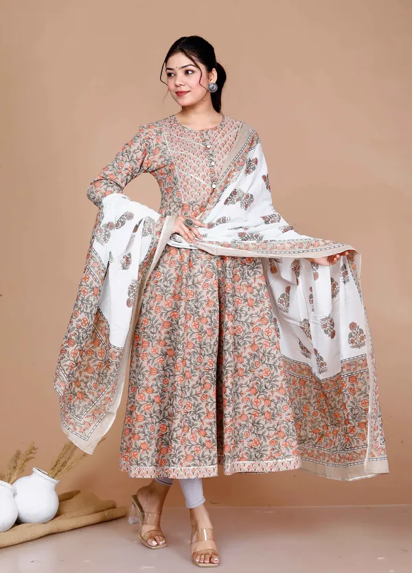 Women'S_Partywear_Brown_Floral_Printed_Gota_Work_Long_Anarkali_With_Dupatta_Set_-_Doriyan
