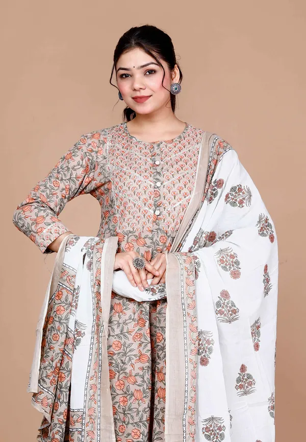 Women'S_Partywear_Brown_Floral_Printed_Gota_Work_Long_Anarkali_With_Dupatta_Set_-_Doriyan