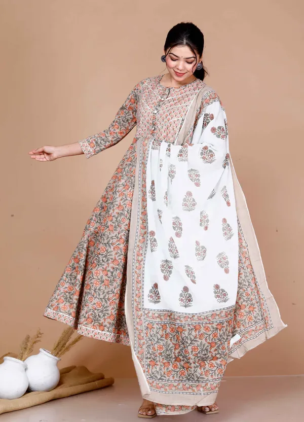 Women'S_Partywear_Brown_Floral_Printed_Gota_Work_Long_Anarkali_With_Dupatta_Set_-_Doriyan