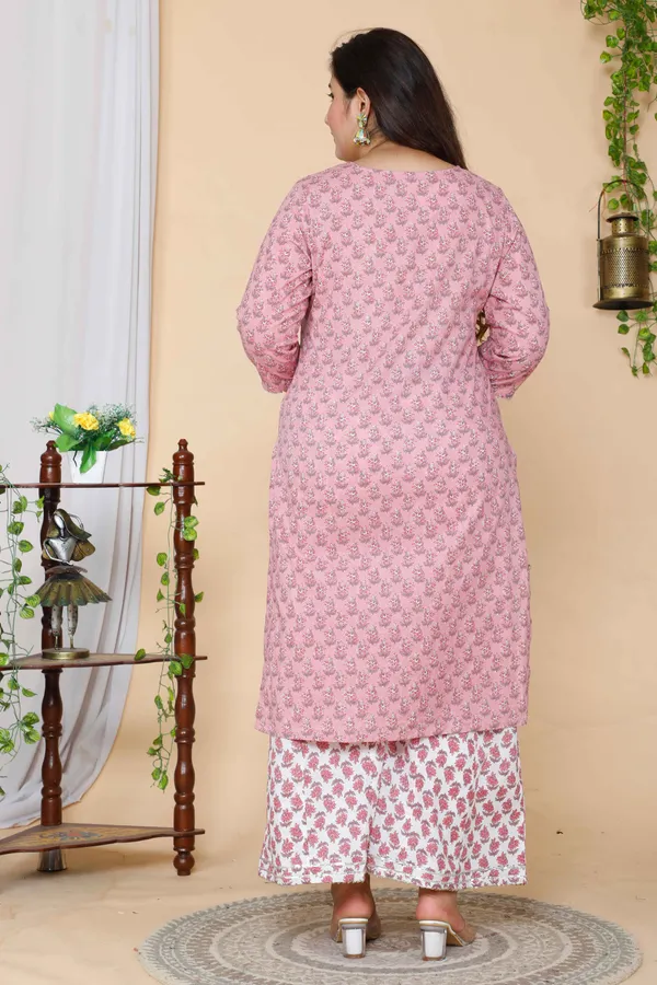 Women's_Plus_Size_Pink_Floral_Printed_Gotta_Patti_Pure_Cotton_Kurta_With_Palazzo_&_Dupatta_Set_-_Doriyan