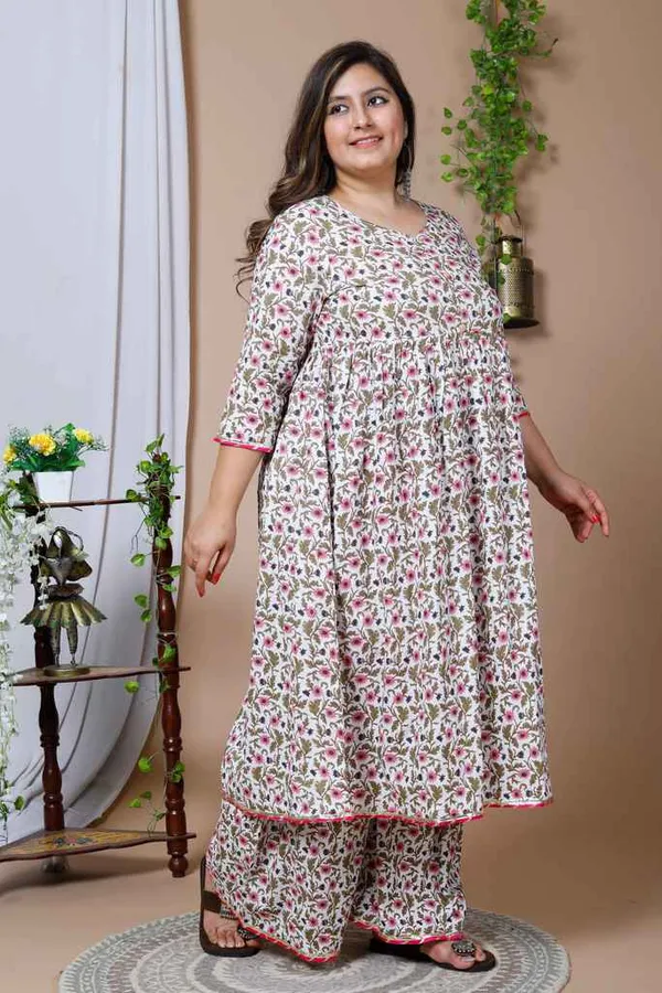 Women's_Plus_Size_Cotton_Floral_Print_Anarkali_Kurta_And_Sharara_Set_-_Doriyan