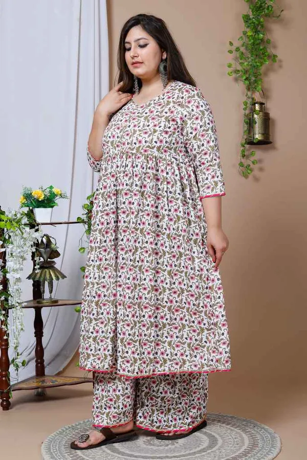 Women's_Plus_Size_Cotton_Floral_Print_Anarkali_Kurta_And_Sharara_Set_-_Doriyan