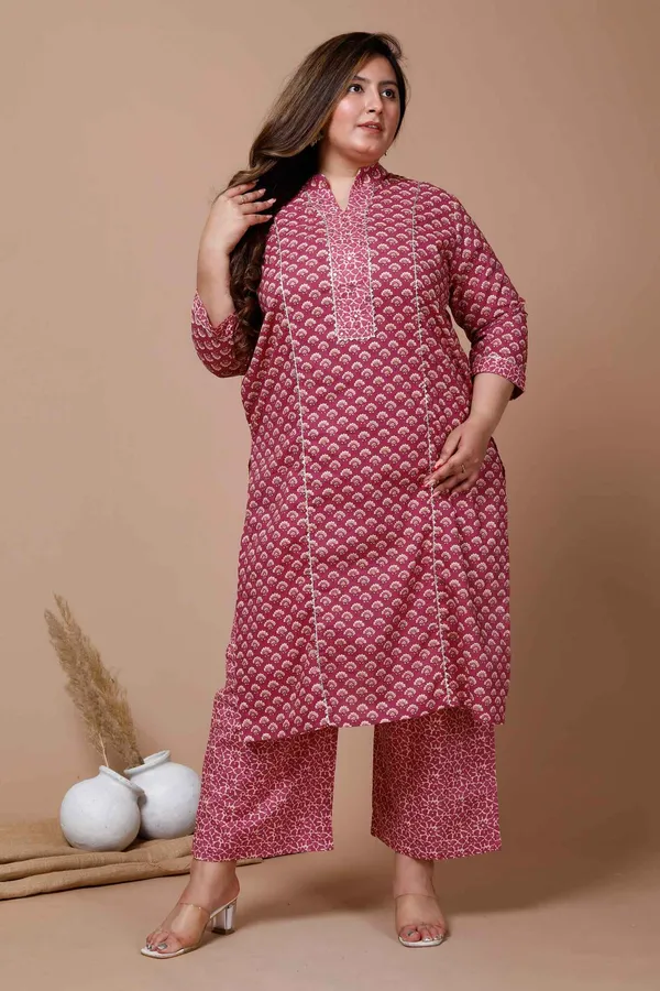Women'S_Pink_Plus_Size_Floral_Printed_Pure_Cotton_Kurta_With_Palazzo_-_Doriyan