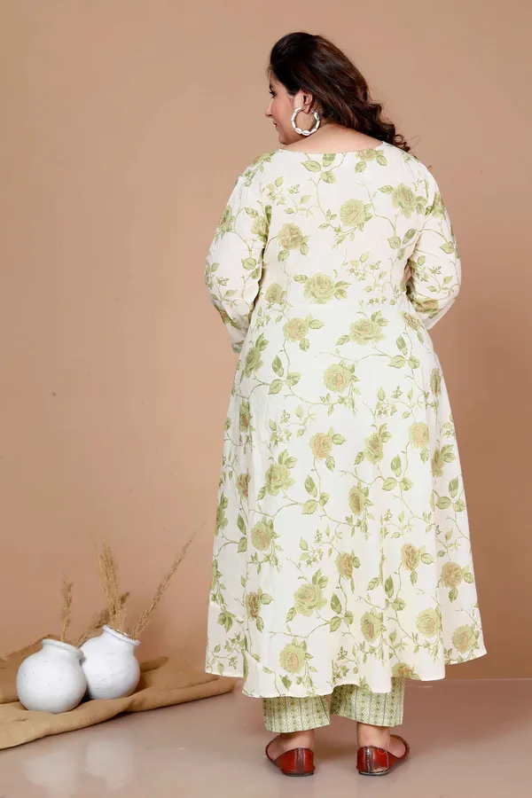 Women'S_Plus_Size_Green_Printed_Pure_Cotton_Kurta_With_Palazzo_-_Doriyan
