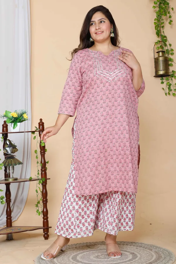 Women's_Plus_Size_Pink_Floral_Printed_Gotta_Patti_Pure_Cotton_Kurta_With_Palazzo_-_Doriyan