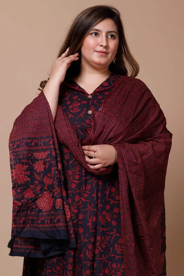 Women's_Plus_Size_Maroon_Printed_Cotton_Anarkali_Kurta_&_DupattaÃ‚_-_Doriyan