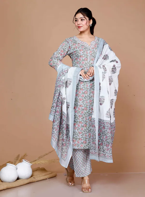Women'S_Blue_Gota_Patti_Cotton_Kurta_With_Palazzo_And_Dupatta_Set_-_Doriyan
