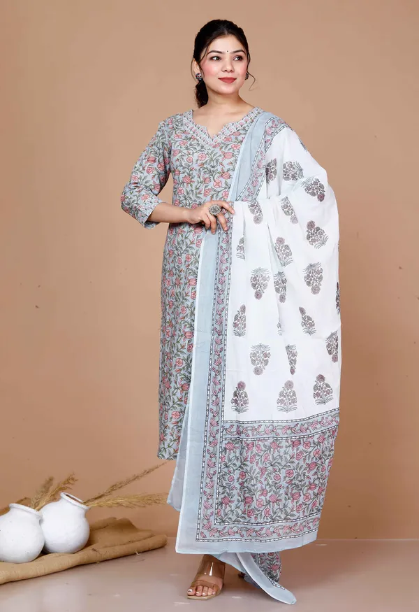 Women'S_Blue_Gota_Patti_Cotton_Kurta_With_Palazzo_And_Dupatta_Set_-_Doriyan