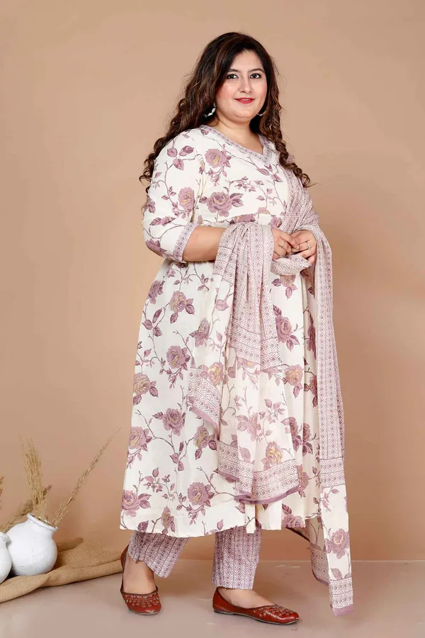 Women'S_Plus_Size_Pink_Floral_Print_Anarkali_Kurta_With_Palazzo_&_Dupatta_Set_-_Doriyan