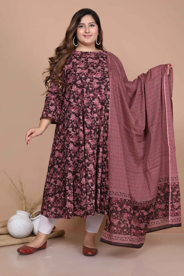 Women's_Plus_Size_Stunning_Maroon_Bell_Sleeve_Floral_Printed_Anarkali_Kurta_Dupatta_-_Doriyan