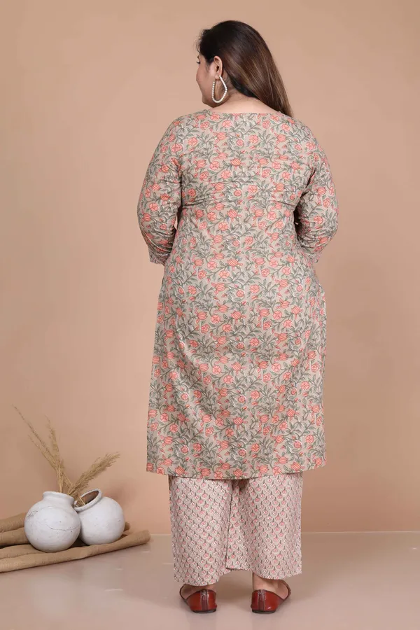 Women's_Plus_Size_Brown_Floral_Printed_Gotta_Patti_Pure_Cotton_Kurta_With_Palazzo_And_Dupatta_Set_-_Doriyan