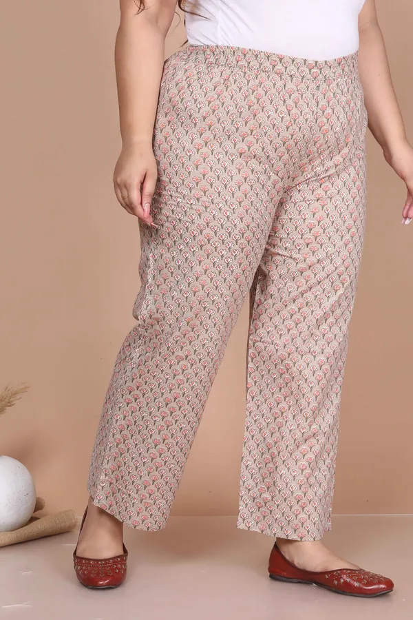 Women's_Plus_Size_Brown_Floral_Printed_Gotta_Patti_Pure_Cotton_Kurta_With_Palazzo_And_Dupatta_Set_-_Doriyan