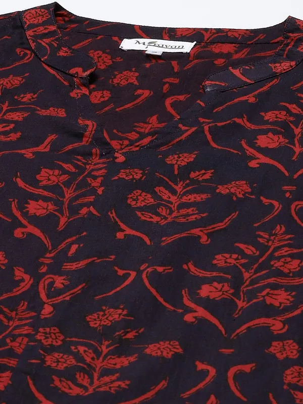 Women's_Maroon_Cotton_Floral_Print_Straight_Kurta_Sharara_And_Dupatta_Set_-_Doriyan