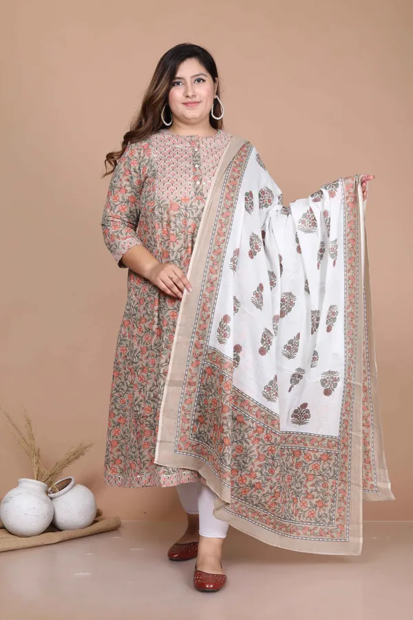 Women's_Partywear_Brown_Floral_Printed_Gota_Work_Long_Anarkali_With_Dupatta_Set_-_Doriyan