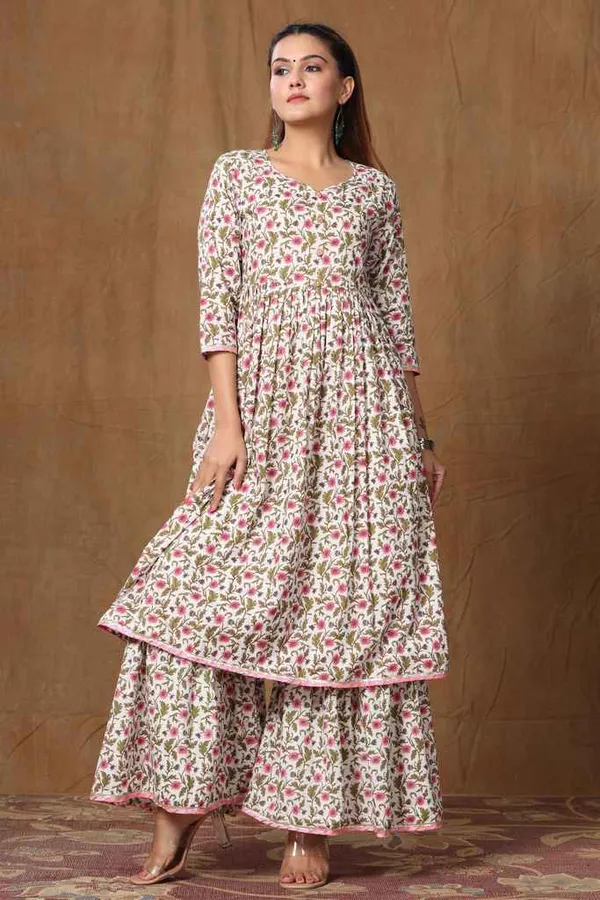Women's_Pink_Cotton_Floral_Print_Anarkali_Kurta_Sharara_-_Doriyan