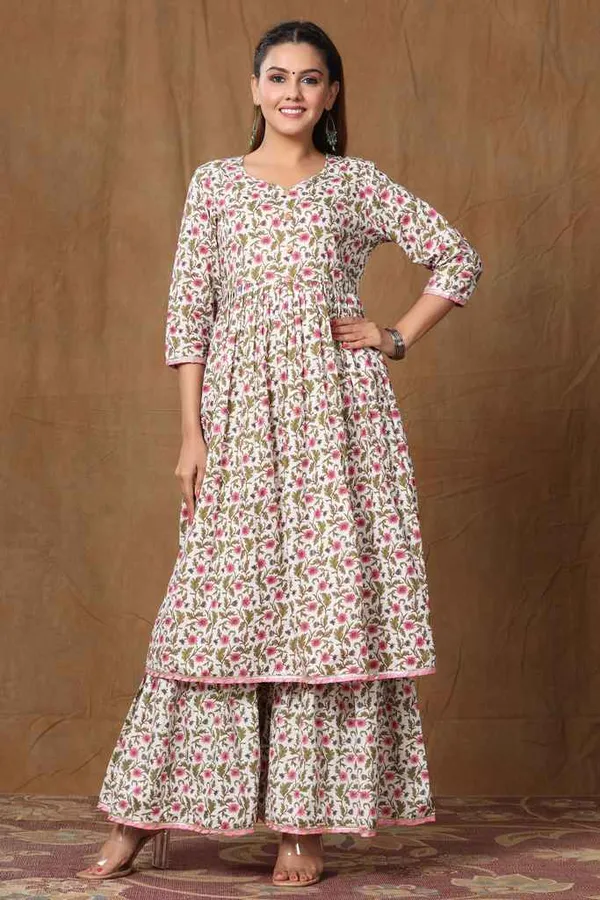 Women's_Pink_Cotton_Floral_Print_Anarkali_Kurta_Sharara_-_Doriyan