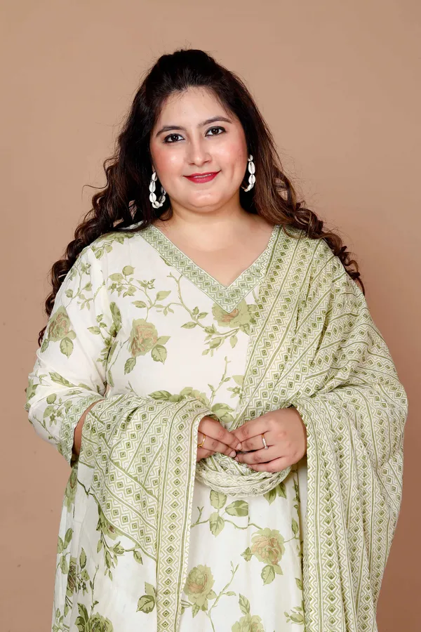 Women'S_Plus_Size_Green_Printed_Anarkali_Kurta_With_Palazzo_And_Dupatta_-_Doriyan