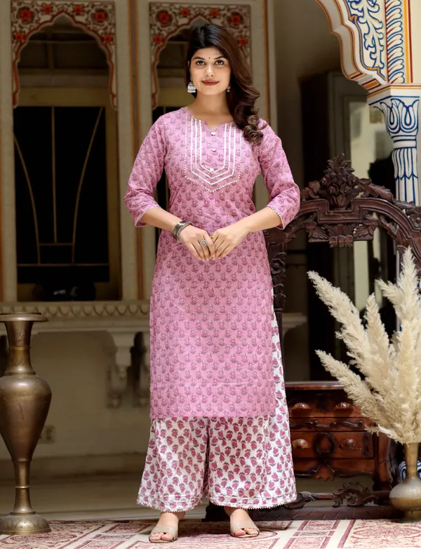 Women's_Pink_Cotton_Floral_Print_Straight_Kurta_And_Palazzo_Set_-_Doriyan