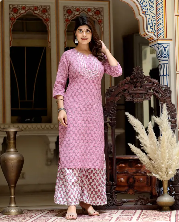 Women's_Pink_Cotton_Floral_Print_Straight_Kurta_And_Palazzo_Set_-_Doriyan