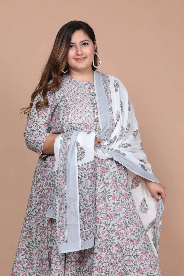 Women's_Plus_Size_Blue_Printed_With_Gota_Patti_Work_Anarkali_Kurta_With_Dupatta_-_Doriyan