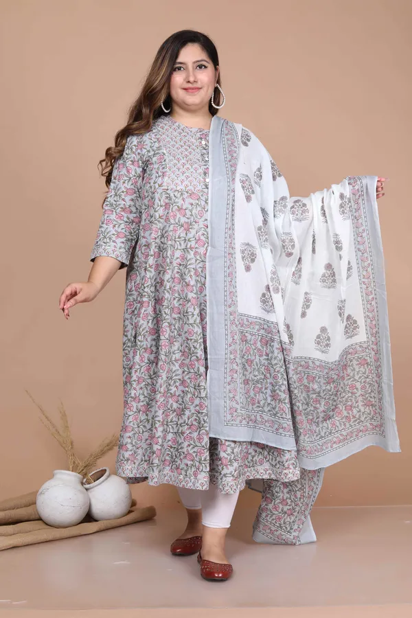 Women's_Plus_Size_Blue_Printed_With_Gota_Patti_Work_Anarkali_Kurta_With_Dupatta_-_Doriyan