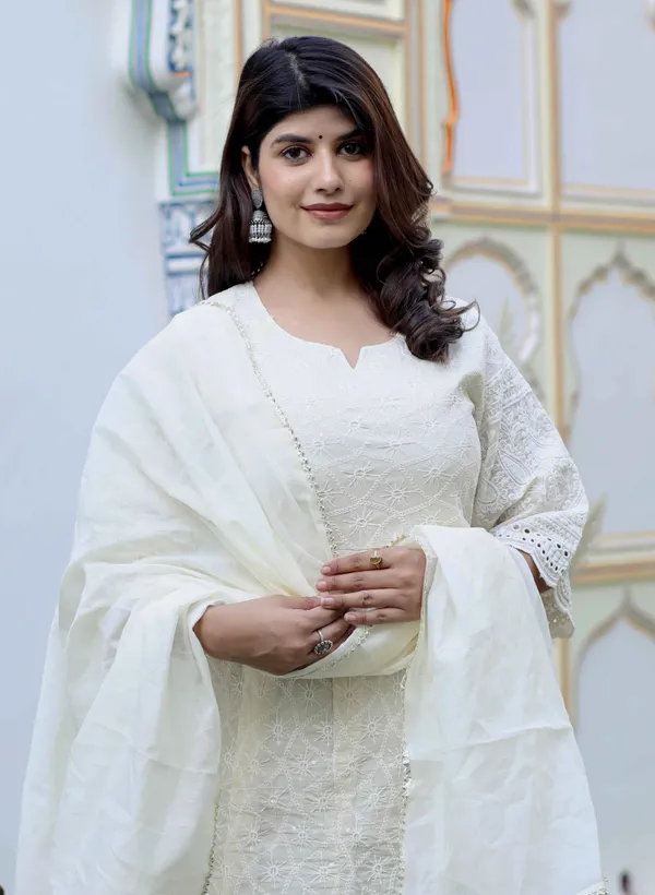 Women's_Beige_Embroidered_Chikankari_Kurta_&_Dupatta_-_Doriyan